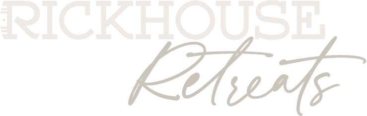 Rickhouse Retreats located in Hermann, Missouri logo is a friendly serif mixed with a handwritten script