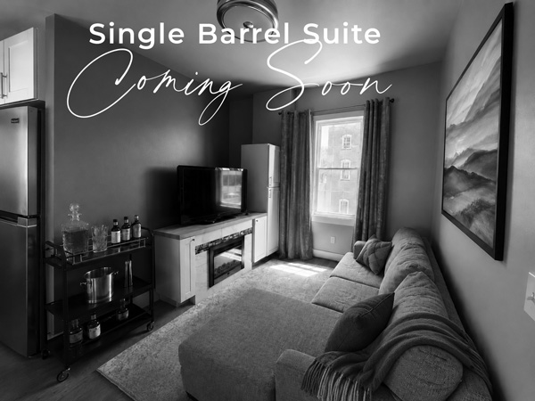 Rendering of the Single Barrel Suite living room.