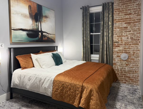 Rendering of the Single Barrel Suite living room.